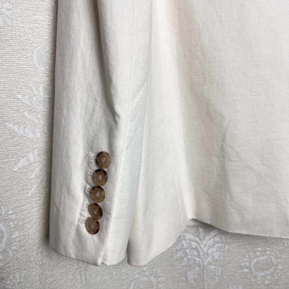 J. Crew relaxed patch-pocket blazer cotton linen oversized suit jacket white - Picture 6 of 9